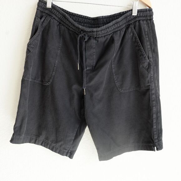 Athleta Farallon Bermuda Shorts Women Sz 16‎ Tall Black  Cotton Knit Drawstring - Picture 2 of 11